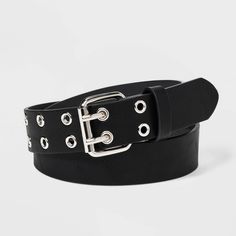 Update your kids accessory collection with the Kids' Belt with Silver Grommets from art class™ Black. It features a silver-tone roller buckle closure for a comfy fit around the waist. The metal grommets evenly spaced along the length of the belt provide a stylish touch, adding flair to any look. Not only does it serve as a fashionable accessory, it also provides a secure and reliable hold for pants, skirts, or shorts, ensuring they stay in place throughout the day. The Kids' Belt with Silver Gro Dmc Oc, Girls Belts, Short Faux Fur Jacket, Floppy Hats, Kids Belt, Pants Skirts, Silver Belt, Total Drama, Belt Black