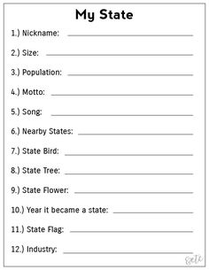 a printable state map for kids with the names and numbers on it, including states