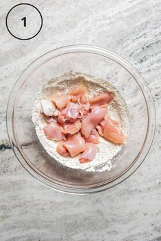 ingredients in a glass bowl on top of a marble counter with the words, how to cook