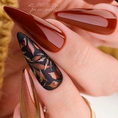 September Nail Ideas, Brown Nails Design, Thanksgiving Nail Art, September Nails, November Nails, Fall Manicure, Fall Nail Art Designs, 2023 Color, Short Almond