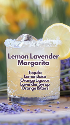 Lemon Lavender Margarita Lavender Margarita, Yummy Alcoholic Drinks, Classic Margarita, Margarita Cocktail, Boozy Drinks, Fancy Drinks, Mixed Drinks Recipes, Cocktail Drinks Recipes, Tequila Cocktails