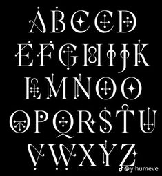 an old english alphabet in white on black