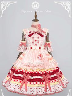 JSK Full Set ♥Pre-order♥Strawberry Cake ♥Sweet Lolita Dress – nbsama Dessert Outfit, Strawberry Outfit, Strawberry Dress, Theme Dress, Kawaii Dress, Kawaii Fashion Outfits, Dress Cake, Sweet Lolita, Drawing Clothes