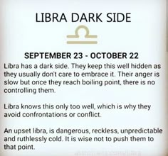 a sign that says libra dark side on the back of a white paper sheet