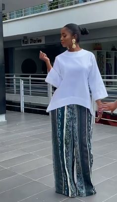 Modest Trousers Outfit, Adire Top And Trouser Styles For Women, Adire Top And Trouser Styles, 2piece Outfits Pants, Ankara Baggy Trousers And Top, Two Piece Adire Outfit, Adire Kimono And Trouser, Modest Dresses Fashion, 2piece Outfits