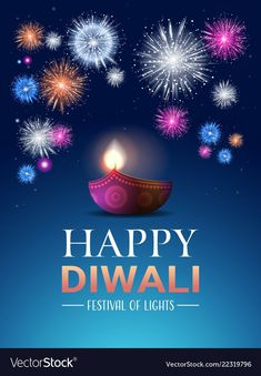 happy diwali festival with colorful fireworks