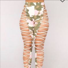 Reposhing This Item I Purchased. Loved It, But Ready To Rotate For Something New. Never Worn! Ugly Fashion, High Waisted Cargo Pants, Bad Fashion, Unique Leggings, Diva Boutique, Camouflage Pants, Cute Dress Outfits, Lace Pants, Fashion Nova Pants