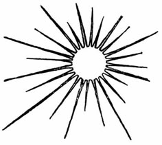 a black and white drawing of sun rays