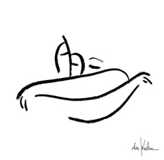 a black and white drawing of a banana