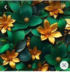 a bunch of green and yellow flowers on top of each other with the number 3 below them