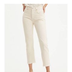 Levi’s 501 Original Cropped Jeans Off White Color High Rise Straight Leg New With Tags Women’s Size 32 X 26 $50 Spring Capsule Wardrobe, Levi’s 501, Fashion Deals, Recycled Denim, Levi's 501, Online Shopping Stores, Cropped Jeans, Cashmere Sweaters, Straight Jeans