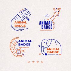 four logos for an animal badge