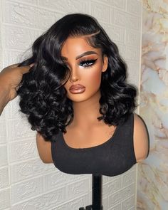 Jet Black Side Part, Wavy Side Part, Lace Glue, Lace Wigs Styles, Wavy Text, Hair Extensions For Short Hair, Frontal Wig Hairstyles, Haute Hair, Custom Signature