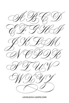 the upper and lowercase letters are handwritten in cursive style, with black ink