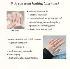 #nailcare #handcare #1 #wonyoungism Nail Tips Growth, Natural Nail Care Routine, Makeup Color Corrector, Hands Care, Cute Essentials, Strong Healthy Nails, Improving Myself