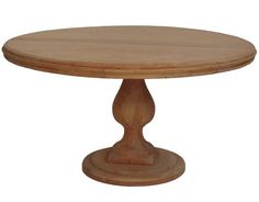 a round wooden table with two pedestals on each side