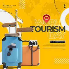 two suitcases are shown with the words world tourism day