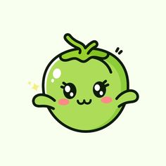 an illustration of a green apple with eyes and hands on it's hipster side