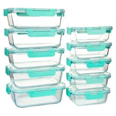 set of six glass storage containers with lids