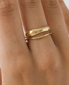 Gold Textured Ring | Gold Stackable Ring | Asymmetric Rings | Rings For Her Womens Elegant Rings, Acadamia Rings, Simple Rings Casual, Gold Rings Preppy, Gild Rings For Women, Solid Gold Rings With Diamond, Knuckle Rings Gold Simple, Cheap Dainty Gold Rings, Rings For Tiny Hands