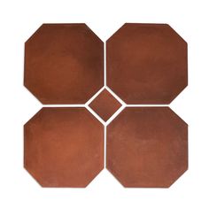 four brown hexagonal tiles arranged in the shape of an octagon, on a white background