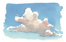 watercolor painting of clouds in the blue sky