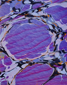 an abstract painting with purple and orange colors