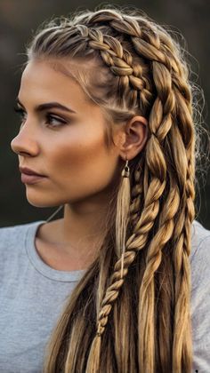 how to do viking braids hairstyles Woman Bob Hairstyles, Viking Braids Men, Braided Hairstyles With Extensions, Viking Braids Female, Layered Fine Hair, Bob Hairstyles Layered, Viking Ponytail, Curly Hairstyles Kids, Viking Braids Hairstyles