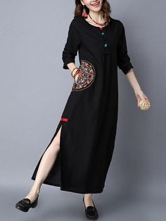 . Daily Dress Me, New Kurti Designs, Cheap Summer Dresses, Cotton Kurti Designs, Split Maxi Dress, Maxi Robes, Abayas Fashion, Kurta Designs, Indian Designer Wear