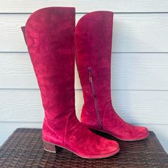 Maybe Worn Twice! 2” Heel -Beautiful Red Suede High Heeled Boots, High Heel Boots Knee, Stuart Weitzman Shoes, Red Suede, Shoes Heels Boots, Stuart Weitzman, Knee High, Shoes Women Heels, Heeled Boots