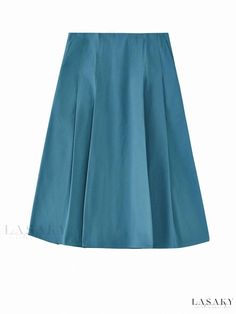 Lasaky - Chic and Timeless Vintage-inspired High-waisted A-line Skirt with a Modern Twist Green A-line Workwear Skirt, Blue A-line Pleated Skirt, Green A-line Pleated Skirt, Summer A-line Pleated Skirt, Blue A-line Pleated Skirt With Relaxed Fit, Green A-line Bottoms For Workwear, Green A-line Skirt For Work, Spring A-line Solid Pleated Skirt, Spring A-line Pleated Skirt In Solid Color