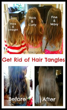 Get Rid of Hair Tangles Plus a Recipe for Homemade Detangler. Never waste time with tangles again. #kids, hair Egg Hair, Hair Bobs, Tangled Hair, Hair Idea, Hair Healthy, Girl Haircuts, Waste Time