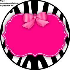 a zebra print with a pink bow on it