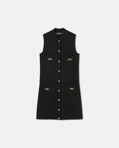 Luxury Mini Dress For Work, Luxury Mini Dress For Workwear, Luxury Black Sleeveless Dress, Luxury Sleeveless Dress For Work, Luxury Sleeveless Workwear Dress, Classic Sleeveless Fall Dress, Sleeveless Wool Dresses For Work, Chic Sleeveless Wool Dress, Luxury Black Sleeveless Mini Dress