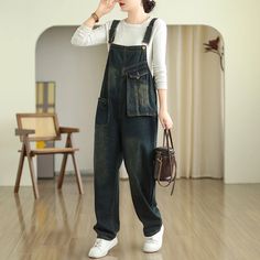 Lasaky - Relaxed and Comfortable Wide-Leg Denim Overalls Sweat Vintage, Denim Retro, Overalls Vintage, Overalls Fashion, Stylish Jumpsuit, Chic Blouses, Casual Design, Overalls Women, Sleeveless Jumpsuits