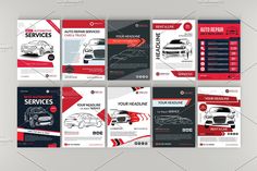 a set of brochures for car service