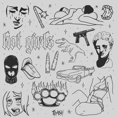 an image of tattoos and other things in black and white