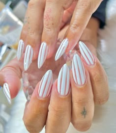 Nail Design With Lines Stripes, Stripe Nails Acrylic, Red Striped Nails, Black White Red Nails Design, Europe Nails Design, Pink Stripe Nails, Nails Stripes Simple, Striped Nails Designs, Yellow Stripe Nails