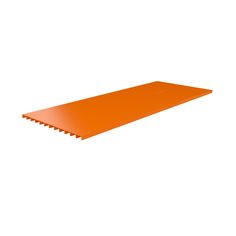 an orange shelf on a white background