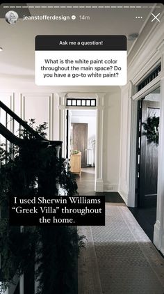 an image of a house with the caption'what is the only paint color throughout the main space? do you have a go - to white paint? '