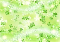 an abstract green background with shamrocks and music notes