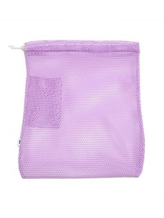 a purple mesh bag on a white background