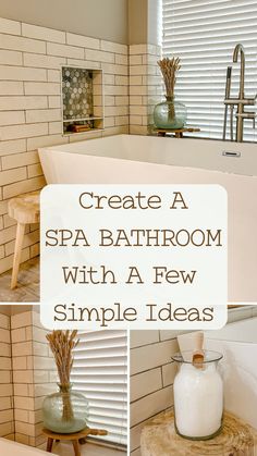 Add a few simple spa-like touches to your bathroom to create a cozy and relaxing mood. Bathroom Refresh Ideas, Master Bath Decor Ideas, Spa Themed Bathroom, Spa Bathroom Decor Ideas, Cozy Bathroom Ideas, Spa Bathroom Ideas, Bathroom Neutral, Bathroom Cozy