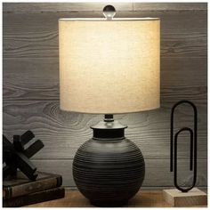 Black Ribbed Table Lamp | Hobby Lobby | 2416295 Hobby Lobby Lamps, Entry Table Lamp Ideas, Table Lamps Entryway, Dark Elements, Console Table Lamp, Black Console Table, Small Bookcase, Black Lamp, Desert House