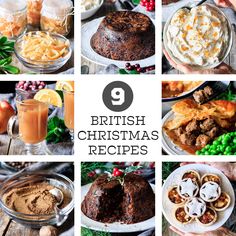 eight british christmas recipes are featured in this collage