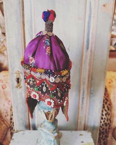 Happy little hat , cap for a baby  Used...  Around 1940 Beautiful decoration.. So many , so colorful... Unique item From Tibet. Every time you can see the hat is made with so much love.. Beads, buttons, gold threat Hand embroidery.  All around : 39 cm   On the wall is very nice: you get a happy day Little Hat, Colorful Hat, Beautiful Decoration, So Much Love, Hat Cap, Tibet, Beautiful Decor, Happy Day, Hand Embroidery