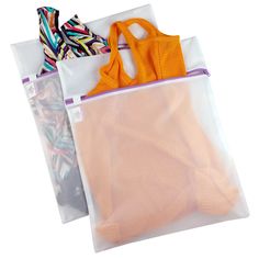 two clear bags filled with colorful items on top of each other