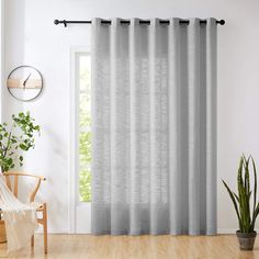 PRICES MAY VARY. Premium Quality: Linen Textured Semi-sheer Window Panels GREY SEMI SHEER CURTAINS: 100" w x 84l" /panel, 1Panel. GREY curtains. Used as sliding door curtain, Patio door panel, extra wide window curtain drapes or room divider LINEN TEXTURED SHEER CURTAINS: Solid linen white semi sheer curtains will certainly brighten up and upgrade your home décor at no cost, perfect for living room, bedroom, family room, dining room, kitchen, farmhouse, studio, Kids Room. DRAPE IN SHAPE: These t Wide Window Curtains, Gray Sheer Curtains, Sliding Glass Door Window, Natural Curtains, Sliding Door Curtains, White Linen Curtains, Sliding Curtains, Patio Door Curtains, Curtain For Door Window