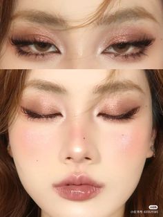 Eye Makeup For Double Lid Eyes, Serin Eyes Makeup, Golden Douyin Makeup, Desert Eyes Makeup, No Eyeliner Makeup Look Natural, Sweet And Spicy Breeze Makeup, Makeup For Close Set Eyes, Asian Glam Make Up, Etheral Make Up