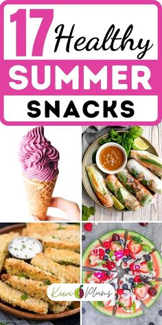 healthy summer snacks with text overlay